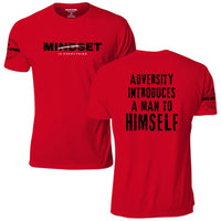 Adversity Introduces a Man to Himself T-Shirt, red, front and back