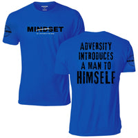 Adversity Introduces a Man to Himself T-Shirt, royal blue, front and back
