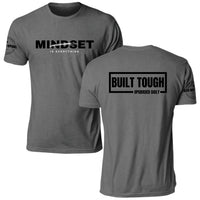 Built Tough. Upgraded Daily. Unisex T-Shirt, heather gray, front and back