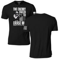 The Enemy Failed to Erase Me Military T-Shirt, black, front and back