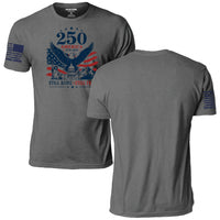 USA 250th Anniversary Still Alive. Still Free. T-Shirt, heather gray, front and back