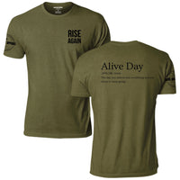 Rise Again Alive Day Definition T-Shirt, military olive, front and back