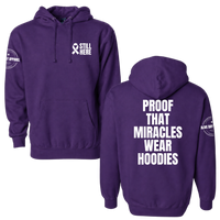 Still Here: Proof That Miracles Wear Hoodies Midweight Hoodie, pancreatic cancer design, front and back