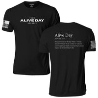 Alive Day Definition Unisex T-Shirt, black, front and back